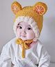 Babymoon Orange Applique & Fur Detailed Cap With String - Yellow - Circumference - 42-48 Cms
