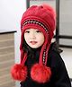 Babymoon Pom Pom Embellished Ear Flap Cap - Red
