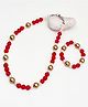 Lime By Manika Beaded Jewellery Set - Red