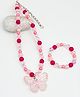 Lime By Manika Beaded & Butterfly Applique Detailed Jewellery Set - Pink