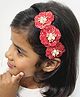 Lime By Manika Pearl & Stone Embellished Floral Applique Detailed Hair Band - Red & Golden