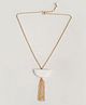 Lime By Manika Tassel Detailed Crescent Designed Necklace - Golden & Off White
