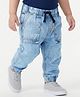 Babyoye 100% Cotton Washed Denim Cut N Sew Full Length Joggers - Blue