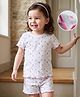 Kookie Kids Single Jersey Knit Half Sleeves Shorts Co-ord Night Suit With Floral Print - White