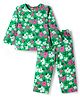 Babyhug Cotton Knit Full Sleeves Co-ord Night Suit With Floral Print - Green