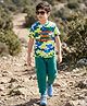 OLLINGTON ST. Cotton Knit Half Sleeves Printed T-Shirt &  Joggers Set - Multicolor & Sea Green