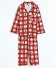 Cocoon Care Bamboo Cotton Knit Full Sleeves Redchecks Printed Coordinating Night Suit Set - Red
