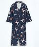 Cocoon Care Bamboo Cotton Knit Full Sleeves Bluehorse Printed Coordinating Night Suit Set - Blue