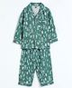 Cocoon Care Bamboo Cotton Knit Full Sleeves Trees Printed Coordinating Night Suit Set - Green