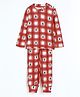 Cocoon Care Bamboo Knit Christmas Theme Full Sleeves Checked & Christmas Tree Printed Coordinating Night Suit Set - Red