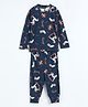 Cocoon Care Bamboo Cotton Knit Full Sleeves Bluehorse Tee & Pajamas Coordinating Night Suit Set - Blue