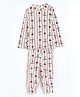 Cocoon Care Bamboo Cotton Knit Full Sleeves Bowheart Tee & Pajamas Coordinating Night Suit Set - Multi Colour