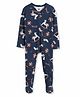 Cocoon Care Organic Bamboo Knit Full Sleeves Rocking Horse & Gifts Printed Footed Sleepsuit  - Blue