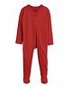 Cocoon Care Bamboo Cotton Knit Full Sleeves Brickred Printed Sleepsuit - Red