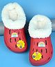 Yellow Bee Rainbow & Floral Applique Detailed Perforated Plush Line Detailed Clogs - Red