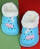 Yellow Bee Bunny Applique Detailed Perforated Plush Line Detailed Clogs - Blue