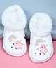 Yellow Bee Unicorn & Rainbow Applique Detailed Perforated Plush Line Detailed Clogs - White