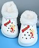 Yellow Bee Good Text & Girl Applique Detailed Perforated Plush Line Detailed Clogs - White