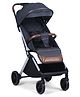 Smart Stroller with One Click Fold - Black| Aluminum Frame | EN Certified| Reclining Backrest| Quilted Seat| PU Handle| Linked Brake| Front Swivel Wheels with Suspension| Storage Basket