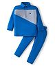 Rikidoos Full Sleeves Metal Applique Detailed Colour Blocked Pullover & Joggers Set - Blue