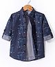 Rikidoos Full Sleeves Beach Theme Printed Shirt With Attached Tee - Navy Blue & Grey