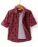 Rikidoos Full Sleeves American Football Helmet Printed Shirt With Attached Tee - Maroon & Melange