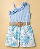 Mark & Mia Sleeveless Jumpsuit With Floral Applique & Belt - Blue