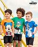 Babyhug Disney Single Jersey Knit Half Sleeves T-Shirts with Mickey & Friends Graphic Pack of 3 - Blue Orange & Green