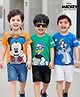 Babyhug Disney Single Jersey Knit Half Sleeves T-Shirts with Mickey & Friends Graphic Pack of 3 - Blue Orange & Green