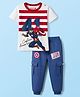 Babyhug Marvel Single Jersey Knit Half Sleeves T-Shirt & Lounge Pant Set with Captain America Graphic - Navy Blue