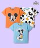 Babyhug Disney Single Jersey Knit Half Sleeves T-Shirts with Mickey Mouse Graphic Pack of 3 - Light Blue Orange & White