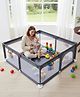 Babyhug Smart Portable Playpen cum Play Gate Fence with Safety Lock Easy Tool Free Assembly| Indoor & Outdoor| Safe Playing Space| Non-slip Zipper Entrance  - Charcoal Grey