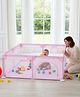 Babyhug Smart Portable Playpen cum Play Gate Fence with Safety Lock Easy Tool Free Assembly| Indoor & Outdoor| Safe Playing Space| Non-slip Zipper Entrance  - Pink