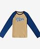 Tommy Hilfiger 100% Cotton Knit Full Raglan Sleeves T-Shirt with Brand Text Print - Khaki