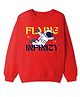 KAVEE Terry Knit Full Sleeves Flying Infinity Text Printed Light Winter Sweatshirt - Red