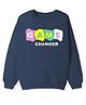 KAVEE Terry Knit Full Sleeves Game Changer Text Printed Light Winter Sweatshirt - Navy Blue