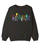 KAVEE Terry Knit Full Sleeves Skate Text Printed Light Winter Sweatshirt - Black