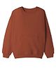 KAVEE Terry Knit Full Sleeves Solid Light Winter Sweatshirt - Brown