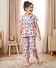Pine Kids Cotton Knit Half Sleeves Co-Ord Top & Pyjama Capri Set Printed Night-Suit - Multicolor