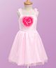 Babyoye Woven Sleeveless Party Dress with Floral Applique - Pink
