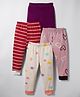Kidi Wav Pack Of 4 Striped Solid & Heart Printed Pajamas - Multi Colour