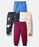 Kidi Wav Pack Of 4 Striped & Space Theme Printed Pyjamas - Multi Colour