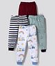 Kidi Wav Pack Of 4 Striped Rainbow & Puppy Printed Pajamas - Multi Colour