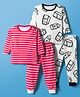 Kidi Wav Pack Of 2 Full Sleeves Striped & Milk Containers Printed Coordinating Tee & Joggers Set - Multi Colour
