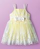 Babyoye Woven Sleeveless Party Dress with Lace Detailing Bow Applique & Embroidery - Yellow