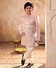 AJ Dezines Jacquard Woven Full Sleeves Floral Embroidered Sherwani With Pant Set - Pink