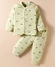 Pink Rabbit Knit Full Sleeves Co-ords Night Suit With Vehicle Print - Light Green