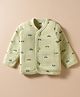 Pink Rabbit Knit Full Sleeves Jhabla With Vehicle Print - Green