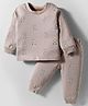 Pink Rabbit Interlock Knit Full Sleeves Co-ords Night Suit With Animal Print - Tan