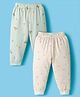 Pink Rabbit Interlock Knit Full Length Lounge Pant With Animal Print Pack Of 2 - Sea Green & Beige